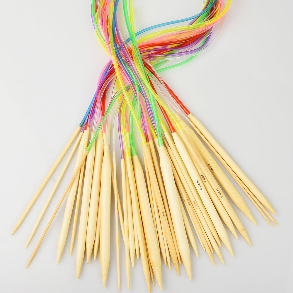 18size/set Multi-color Plastic Tube Circular Bamboo Knitting