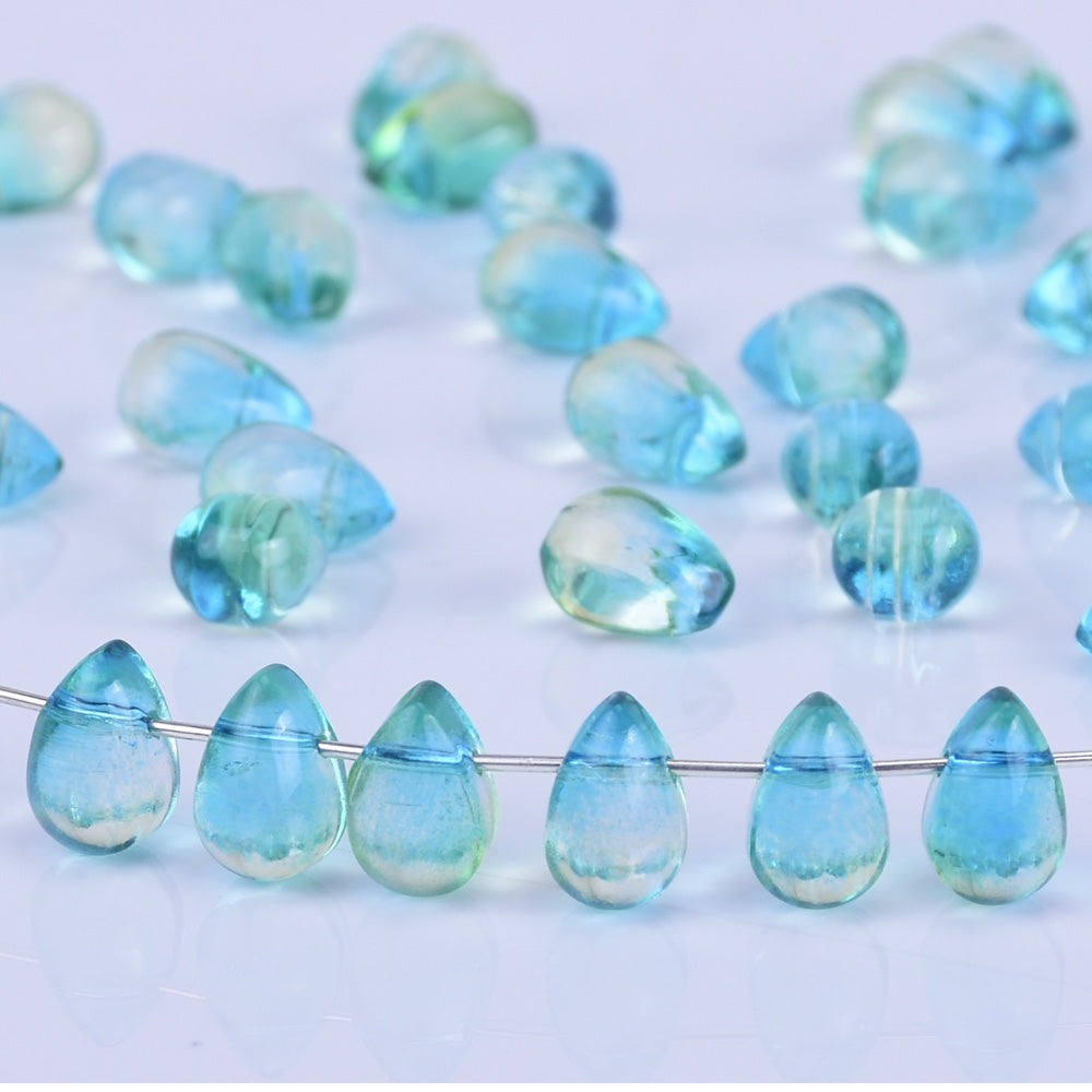 6*9mm Glass Teardrop Beads Czech beads Glass drop Beads Glass Beads Tiny  Drops Seed Beads light blue 50pcs