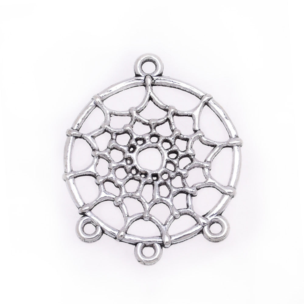 Tibetan Antique Silver Flower Charm Pendant