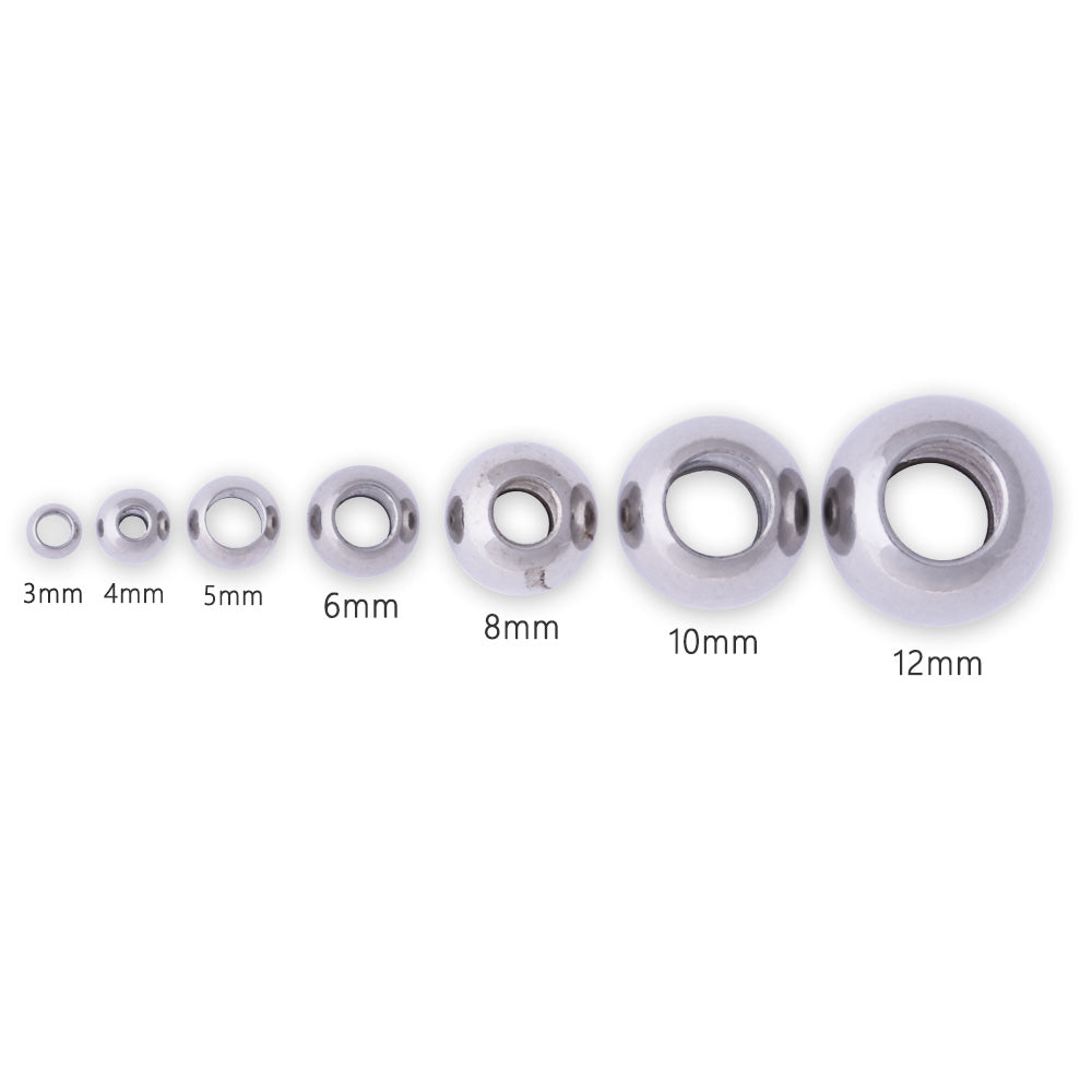 10 pcs stainless steel cylindrical tube bead pendant with large hole spacer  loose dot beads for DIY jewelry making accessories wholesale