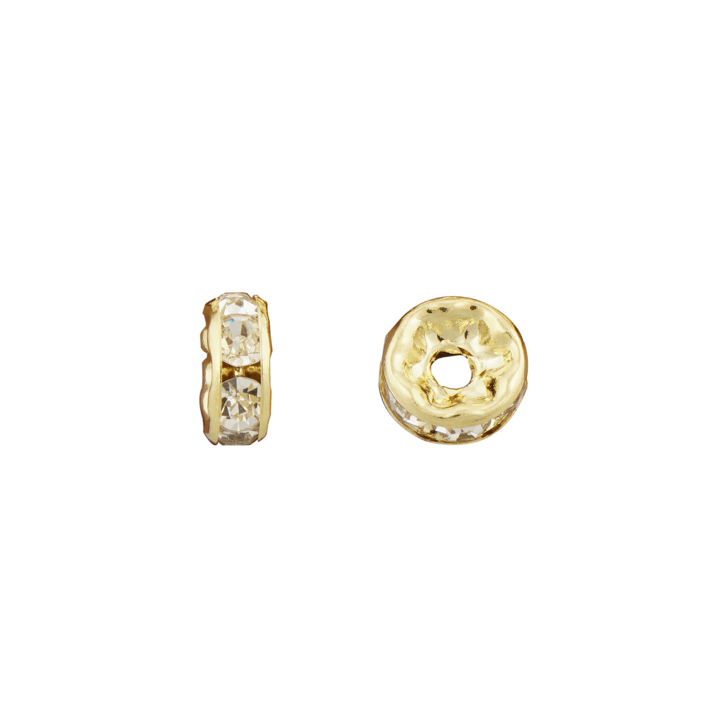 14k Gold Filled Rondelle Spacer Beads with Clear Crystal Rhinestones i –  Rosebeading Official