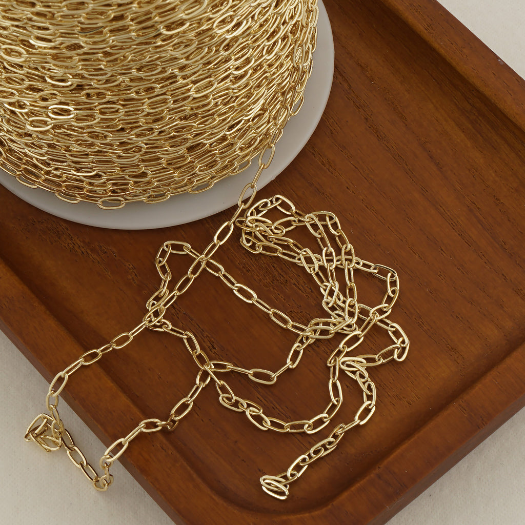 14k Gold Filled Paper Clip Chain - Unfinished, Perfect for