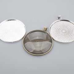 5PCS 50MM Pendant trays, Round Zinc Alloy Cameo Cabochon Base Setting Pendants, Big Pendant Blank 104106