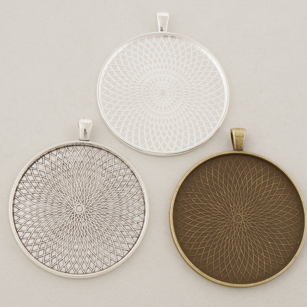 Pendant Trays, Round Pendant Bezels Setting Cabochon Blank Base