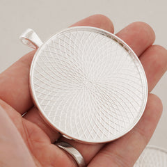 5PCS 50MM Pendant trays, Round Zinc Alloy Cameo Cabochon Base Setting Pendants, Big Pendant Blank 104106