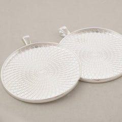 5PCS 50MM Pendant trays, Round Zinc Alloy Cameo Cabochon Base Setting Pendants, Big Pendant Blank 104106