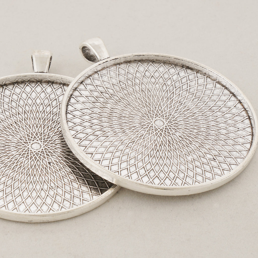 5PCS 50MM Pendant trays, Round Zinc Alloy Cameo Cabochon Base Setting Pendants, Big Pendant Blank 104106