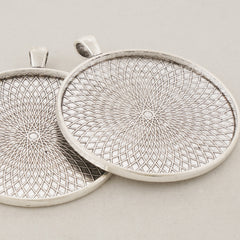 5PCS 50MM Pendant trays, Round Zinc Alloy Cameo Cabochon Base Setting Pendants, Big Pendant Blank 104106