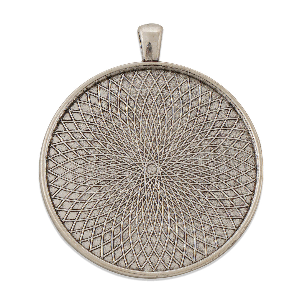 5PCS 50MM Pendant trays, Round Zinc Alloy Cameo Cabochon Base Setting Pendants, Big Pendant Blank 104106