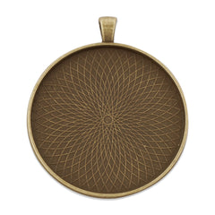 5PCS 50MM Pendant trays, Round Zinc Alloy Cameo Cabochon Base Setting Pendants, Big Pendant Blank 104106
