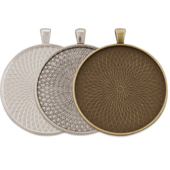 5PCS 50MM Pendant trays, Round Zinc Alloy Cameo Cabochon Base Setting Pendants, Big Pendant Blank 104106