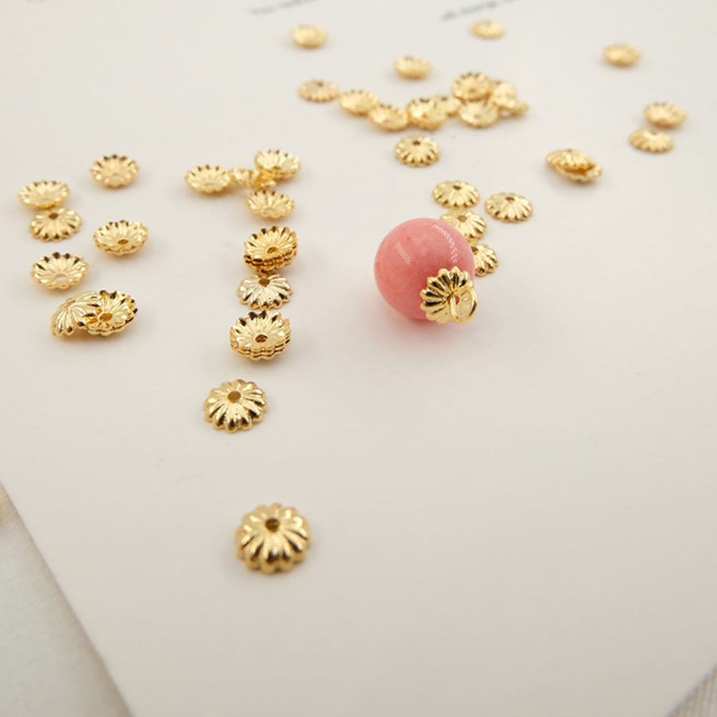 200PCS 14k Gold Filled Bead Caps, 5mm Flower Bead Caps, Can work 5-9mm beads, Bead Cap with 0.57mm hole 10419950
