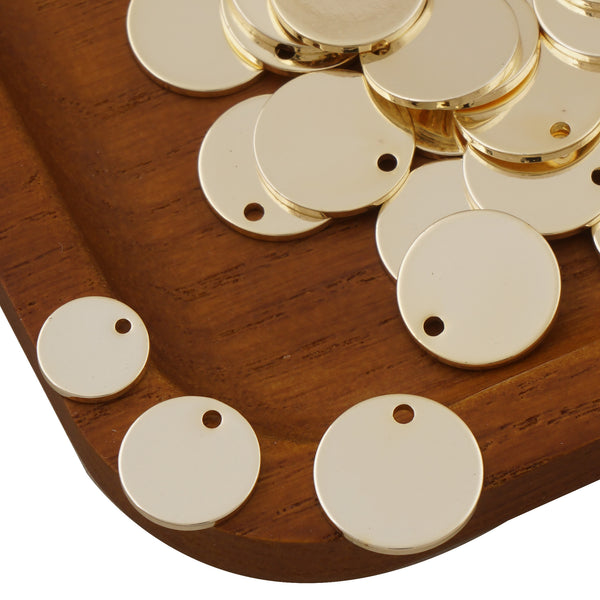 20PCS 14k Gold Filled Round Disc Charm, 8/10/12MM Round Disc Tags, DIY Necklace Pendant 104207