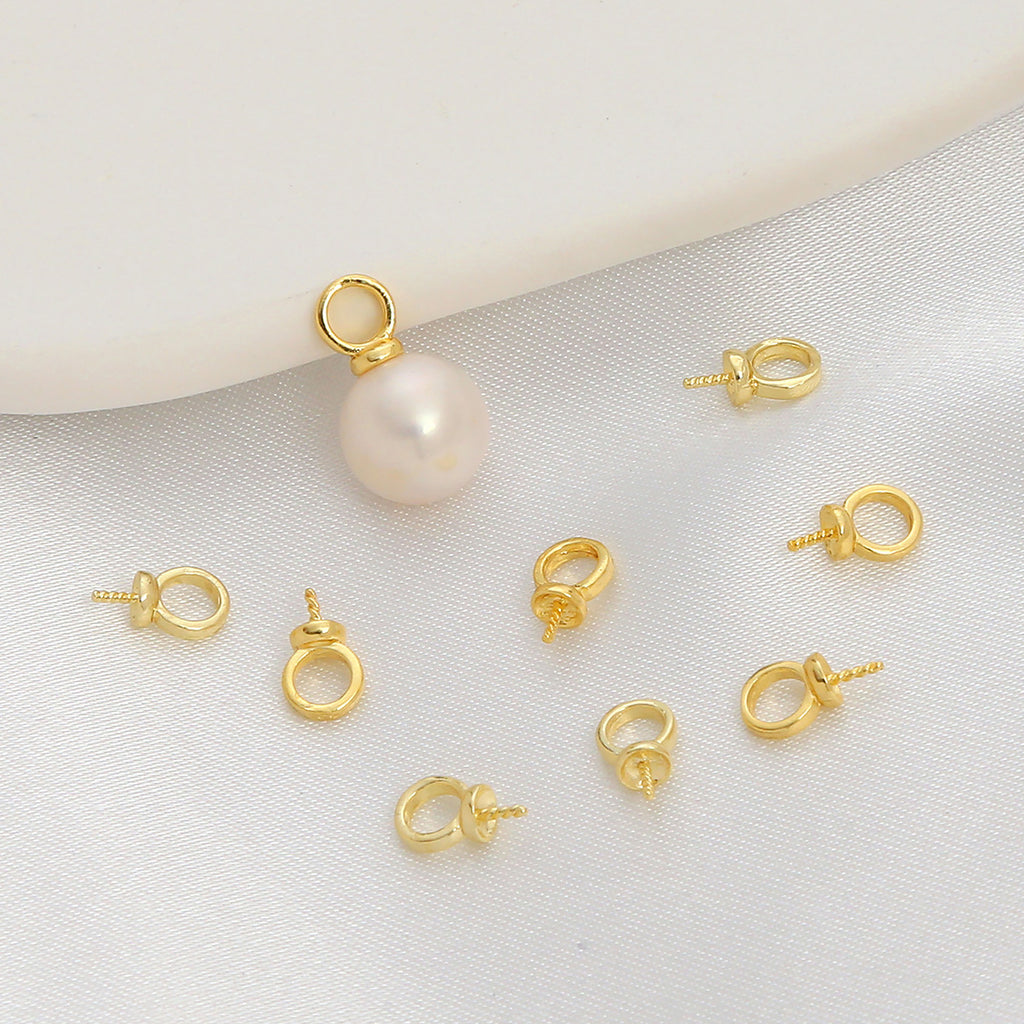 20PCS 14k Gold Filled Screw Sheep Eye Pin Bails, Eye Bails, Pearl Cap, Bead Cap, Pendant Bails Jewelry Making 10421550