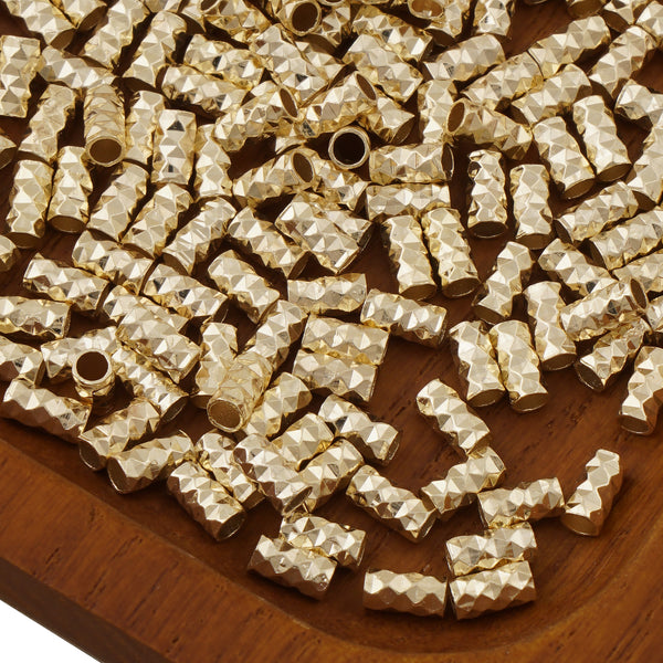 3*5mm 14K Gold Filled Faceted Tube Beads for Bracelet Necklace Jewelry Making Supply Wholesale 100pcs/bag 10421850