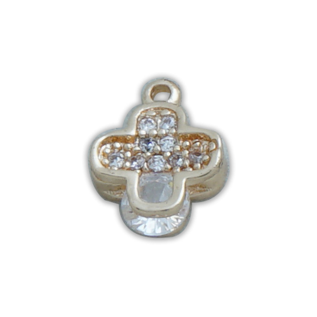 14k Gold Filled Four Leaf Clover charms, Clear Zircon Pendant Charm, Minimalist Flower Charm for Bracelet Necklace Making 10422752