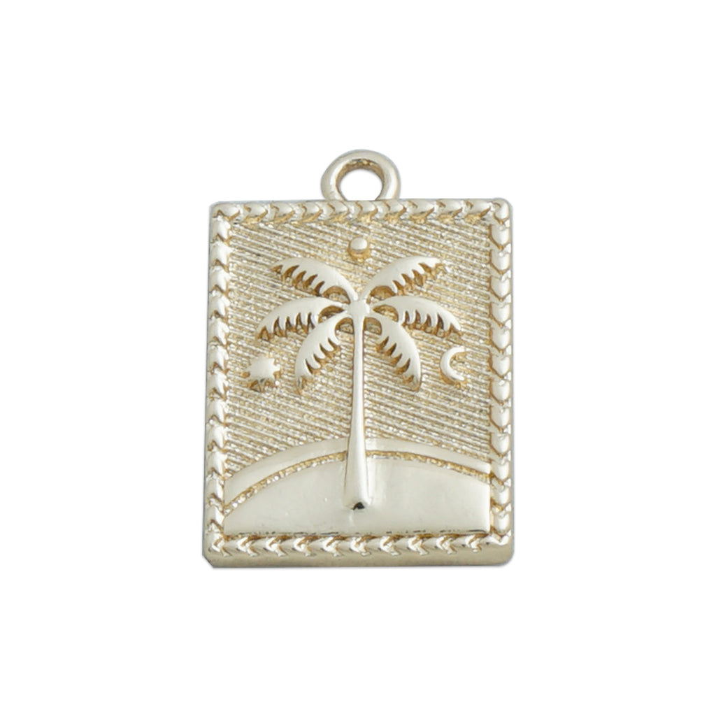 14k Gold Filled Palm Tree Pendant, Tree of life Charm, Rectangle pendant, DIY Necklace for Christmas Gift 10422950
