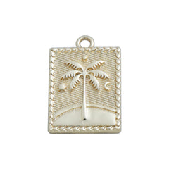 14k Gold Filled Palm Tree Pendant, Tree of life Charm, Rectangle pendant, DIY Necklace for Christmas Gift 10422950