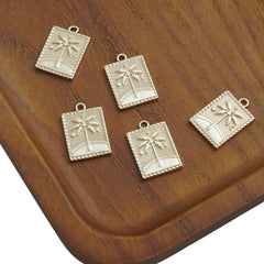 14k Gold Filled Palm Tree Pendant, Tree of life Charm, Rectangle pendant, DIY Necklace for Christmas Gift 10422950