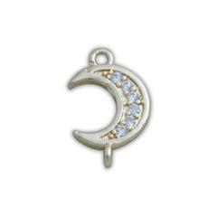 14k Gold Filled Moon Connector,  Dainty Moon Charm, CZ Zirconia pendant for Bracelet Necklace Making 10422955