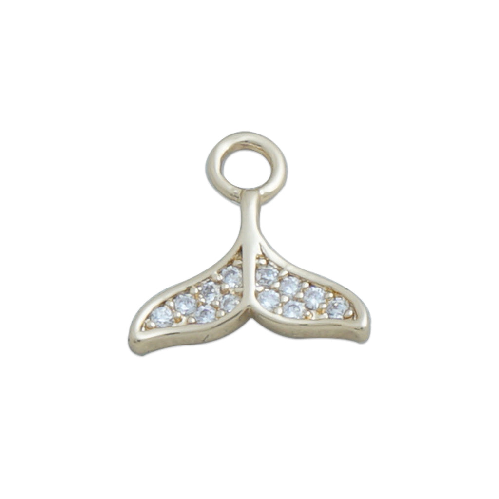 14k Gold Filled Mermaid Tail pendant, mini whale tail Pendant, fish tail charm, DIY zircon pendant for earring, Bracelet Necklace  10423051