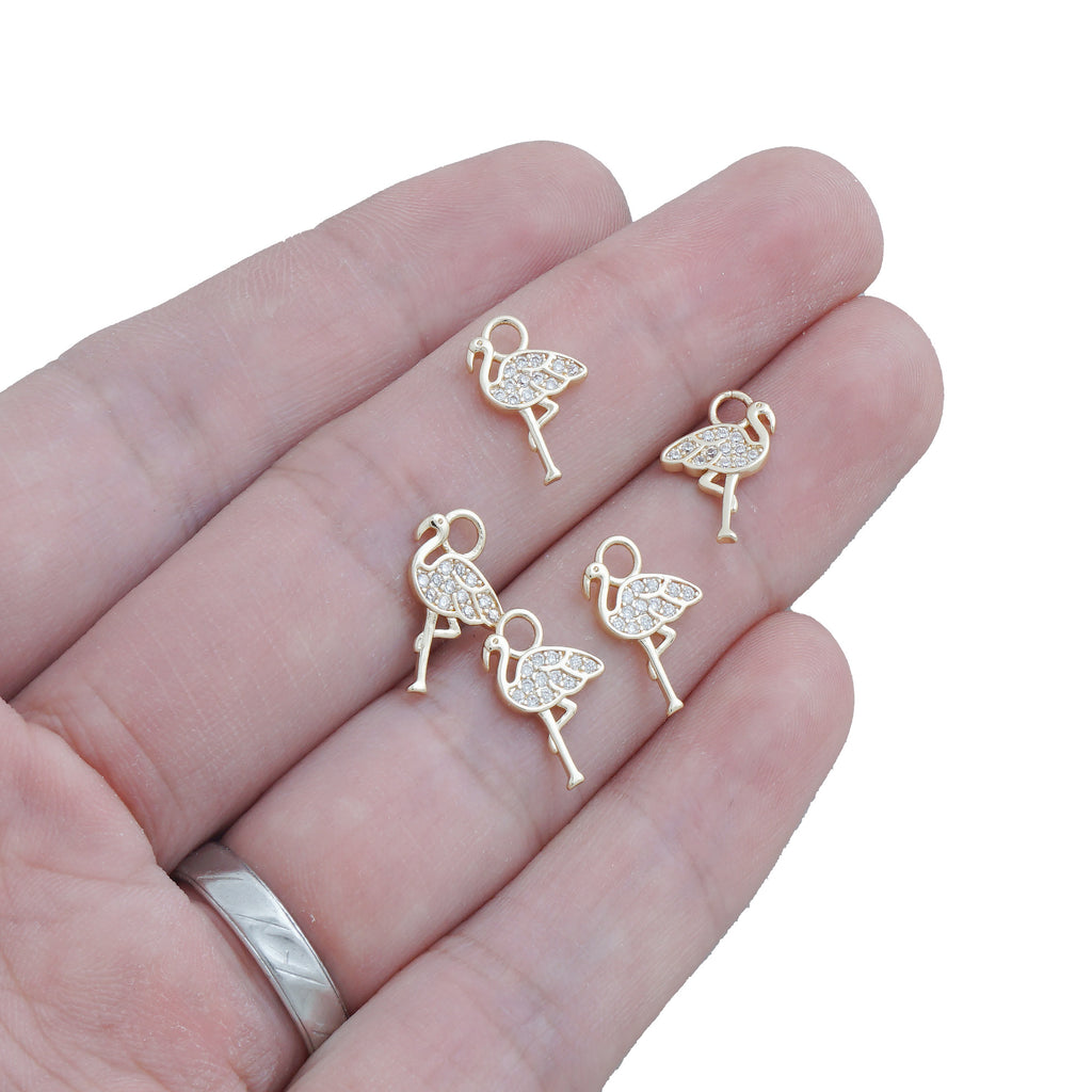 14k Gold Filled Flamingo Pendant, Micropavé CZ Flamingo Necklace, Cubic Zirconia animal Charm, Symbol of beauty, gift for her 10423058