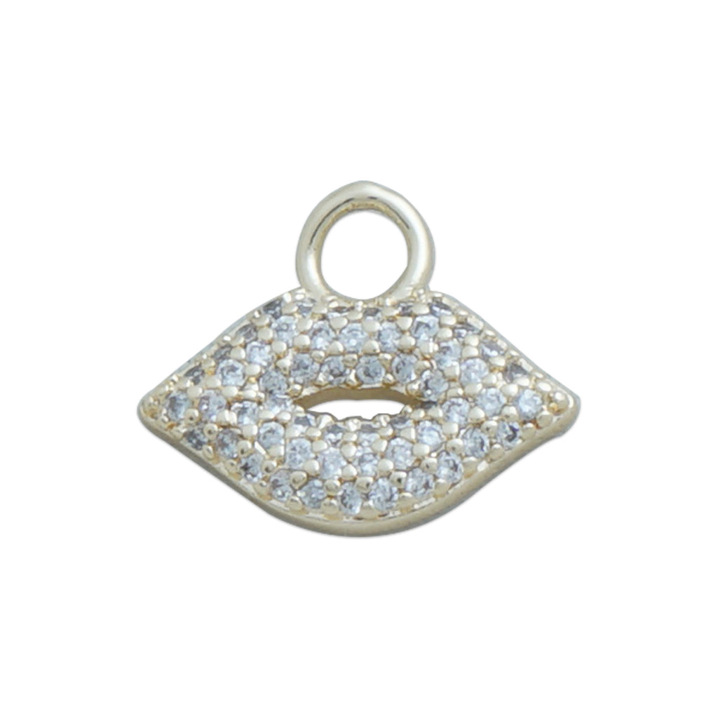 14k Gold Filled Lips Pendant Charm, Minimalist Mouth Charm, Pave Clear CZ for Bracelet/Necklace Lover Gift Jewelry Making 10423059
