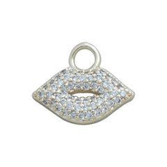 14k Gold Filled Lips Pendant Charm, Minimalist Mouth Charm, Pave Clear CZ for Bracelet/Necklace Lover Gift Jewelry Making 10423059