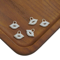 14k Gold Filled Lips Pendant Charm, Minimalist Mouth Charm, Pave Clear CZ for Bracelet/Necklace Lover Gift Jewelry Making 10423059