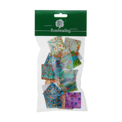 25mm Square transparent pattern glass cabochons with mixed Trees,flat back,thickness 6.5mm, 20 pieces/lot