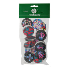 30MM Round pattern glass cabochons with mixed luckly symbol,flat back,thickness 7mm,20 pieces/lot