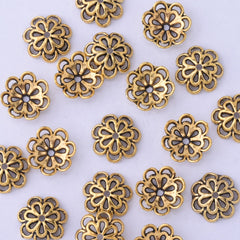 15mm Antique gold Filigree Flower Bead Caps Spacer Jewelry Findings Charms European Beads 50pcs