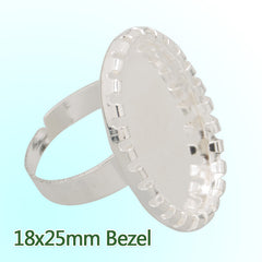 18*25mm Silver Plated Adjustable Oval Ring Blanks Base, Flat Pad ring,Sold 20PCS Per Lot
