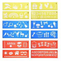 tibetara About 19.8*6cm bullet journal stencils Lace ruler Template digital Christmas card for Scrapbooking Mix 12each/lot