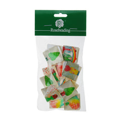 25mm Square transparent pattern glass cabochons with mixed Lover,flat back,thickness 6.5mm, 20 pieces/lot
