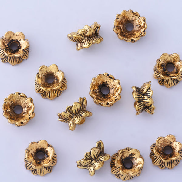 100pcs 10mm Flower Bead Caps Alloy Tibetan Style Cone Bead End Caps Tassel Bead  Caps Jewelry