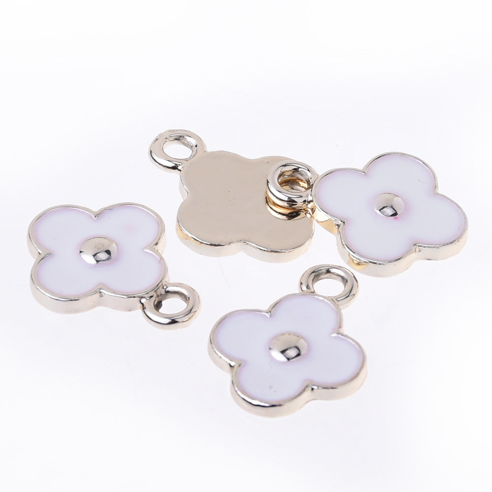 Diamond Gemstone Earrings pendant fashion charm Bracelet Handmade Mother's Day Gift 1*1.4cm white Clover 20pcs 10177855