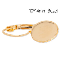 Brass French Lever Back with 10x14mm oval bezel,Earrings Blank,golden plated,50pcs/lot