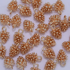 24K Gold Plated Brass Pine Cone Pendant/Charm Nature Charm Bracelet Necklace Making forest wedding 8*12mm 10pcs