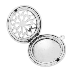 24mm Inner size Filigree Antique Silver Brass Round Lockets Pendant Victorian Style,Sold 10pcs/lot