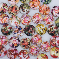 18MM Round colorful glass cabochons with mixed angel girl,Photo glass cabochons,flat back,thickness 5mm,50 pieces/lot