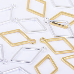 39*23mm Zinc alloy Rhombus Pendant Open Back Bezel Charms resin bezel open frame 10pcs 102322