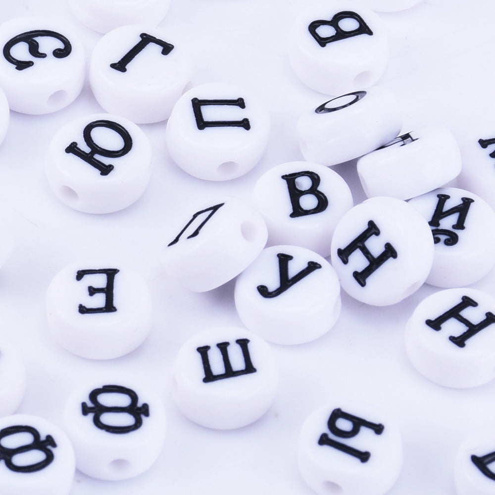 7mm Random Mixed Acrylic Russian Alphabet Letter Beads Round Acrylic Beads Findings DIY Beads 1bag