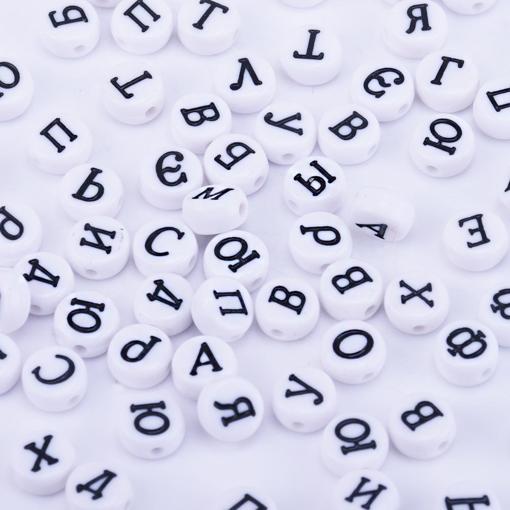 7mm Random Mixed Acrylic Russian Alphabet Letter Beads Round Acrylic Beads Findings DIY Beads 1bag