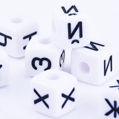 10mm Mixed white Acrylic Russian Alphabet Letter Beads Flat Cube beads For Jewelry Making 1bag
