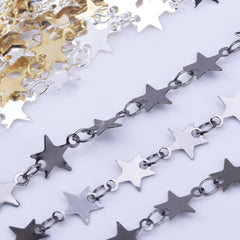 7*7mm Star Chain Copper Flat Stars Accessory DIY Necklace Little Star Chains By THE YARD 102361