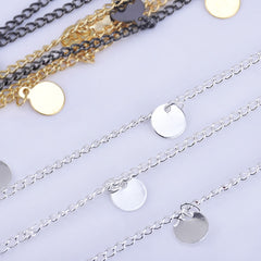 6mm Coin Drop Chain Copper Hand Made Necklace Chain Fixed Bead Chain Jewelry By THE YARD