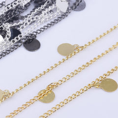 6mm Coin Drop Chain Copper Hand Made Necklace Chain Fixed Bead Chain Jewelry By THE YARD