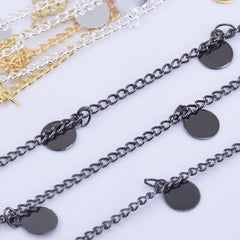 6mm Coin Drop Chain Copper Hand Made Necklace Chain Fixed Bead Chain Jewelry By THE YARD