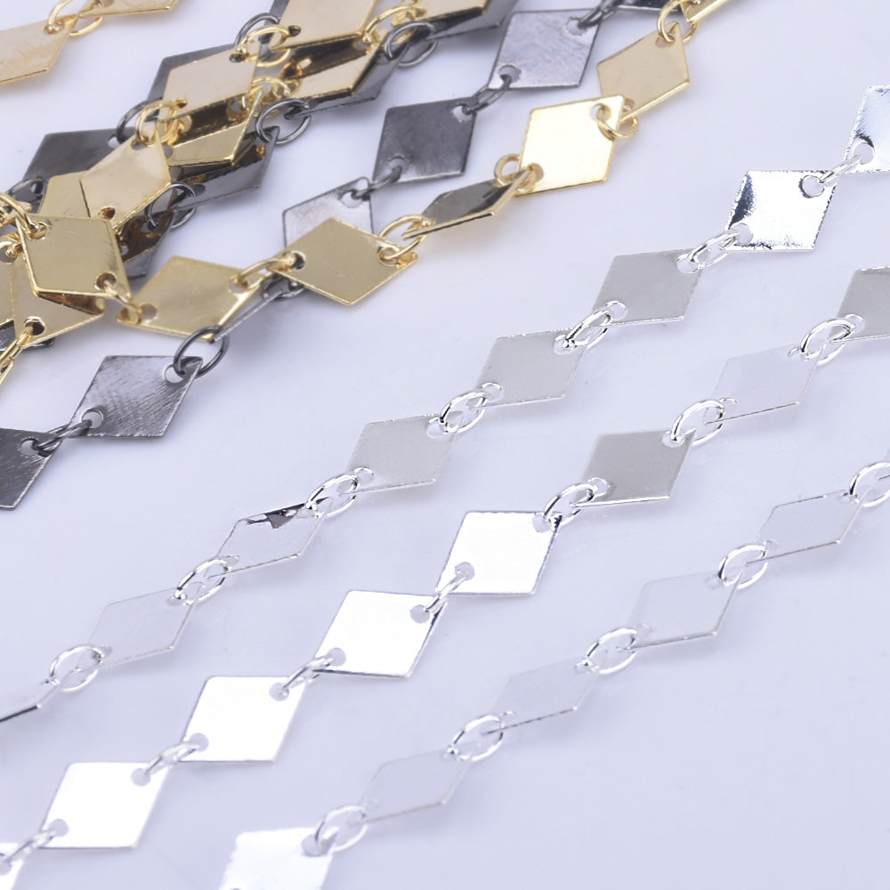 High Quality 6*8mm Marque Chain Copper Rhombus Disc Chain Jewelry findings Chain By THE YARD